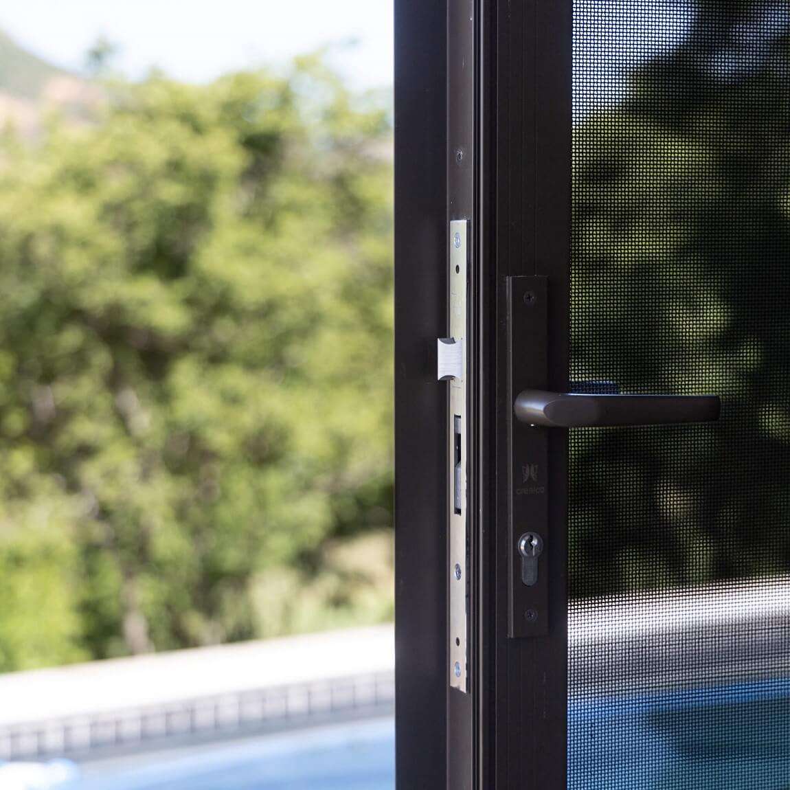 Close-up of a multi-point security lock mechanism